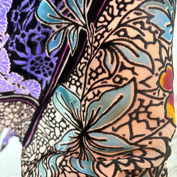 By Anthropologie Women’s One Size Sheer Burnout Kimono Bohemian Whimsigoth - Picture 8 of 16